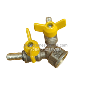 2-Way Brass Gas Tap with Dual Yellow Handles at Clone Supplies in Uganda